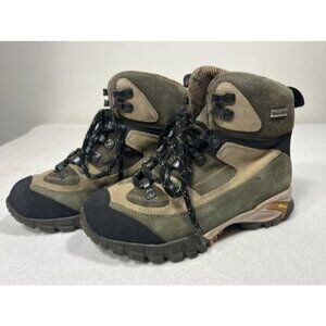 38 6 Womens Woodland Brand Boots Vibram Green Tan SympaTex Leather Waterproof